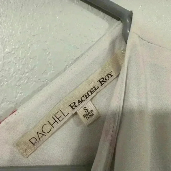 86. Rachel Rachel Roy Asymmetrical Sleeves Coral Pink Abstract Ombré Dress Sz S - Picture 6 of 6